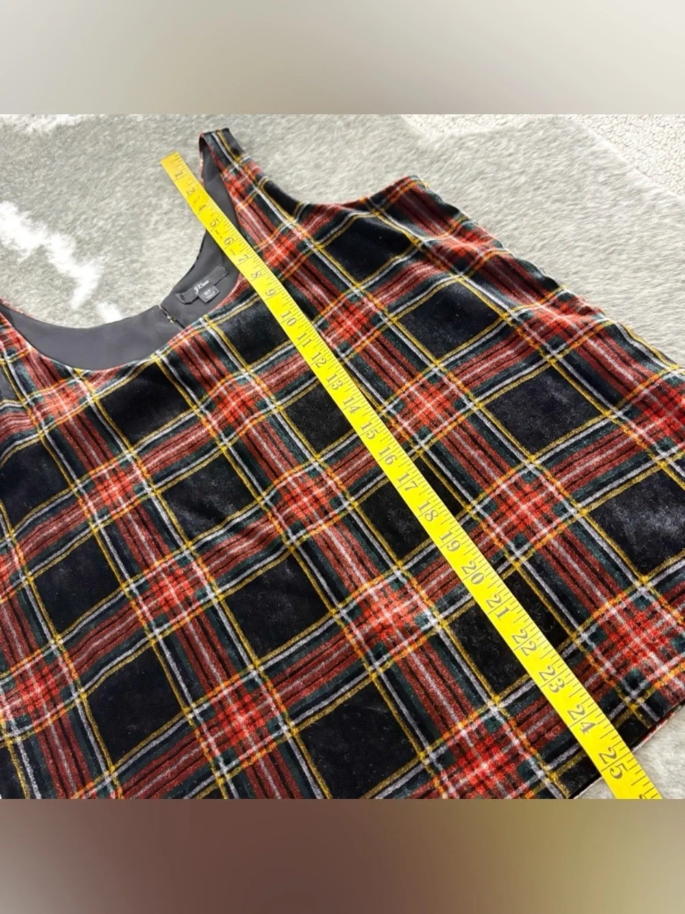 J. Crew Tartan Plaid Velvet Tank Top 6T 6 Tall